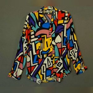 Big Dart Shirt  Women Medium Size UK14  Colorful